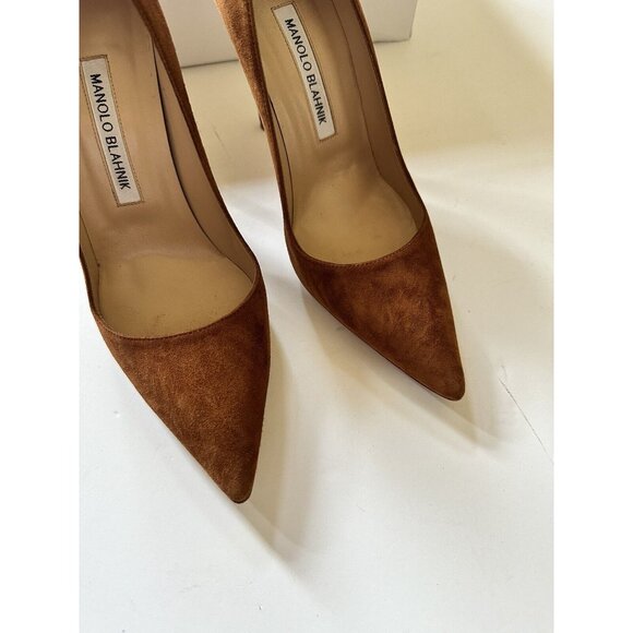 Manolo Blahnik BB 105 Suede Heels Brown - Picture 7 of 8
